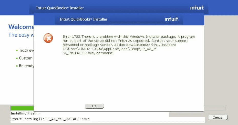 QuickBooks Error 1722