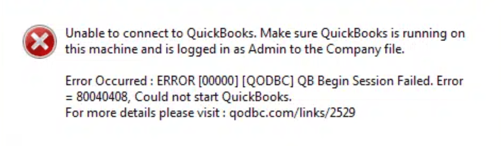QuickBooks Error 80040408 - "Could Not Start QuickBooks"