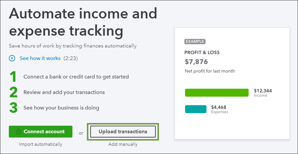 Learn to upload transactions to QuickBooks